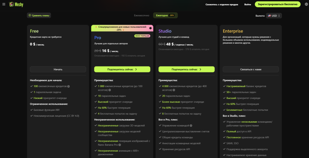 meshy-тарифы