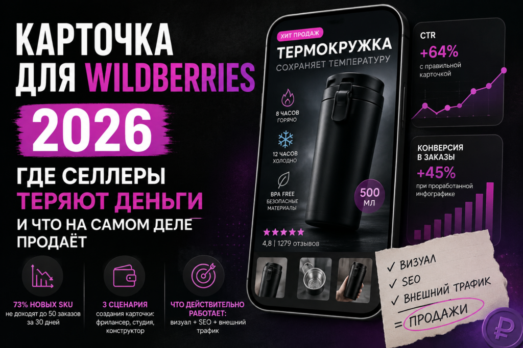 Карточка для Wildberries в 2026: где селлеры теряют деньги и что на самом деле продаёт